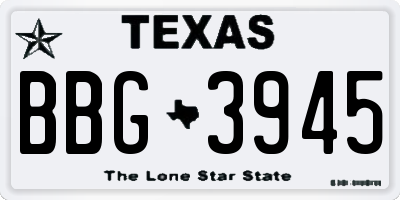 TX license plate BBG3945