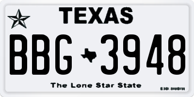 TX license plate BBG3948