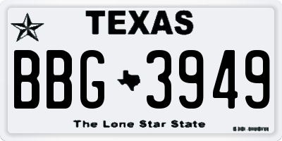 TX license plate BBG3949