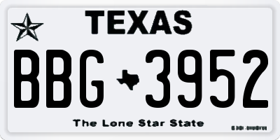 TX license plate BBG3952