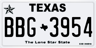 TX license plate BBG3954