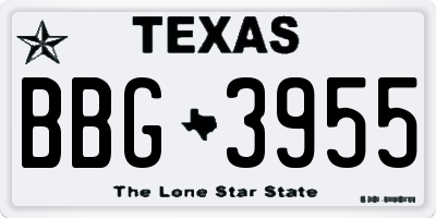 TX license plate BBG3955