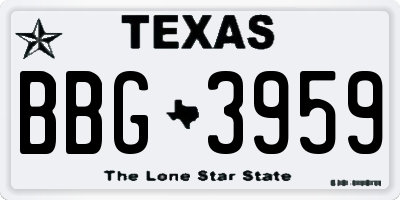 TX license plate BBG3959