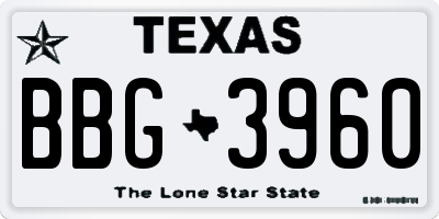 TX license plate BBG3960