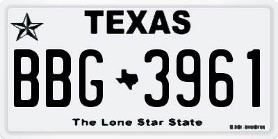 TX license plate BBG3961