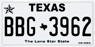 TX license plate BBG3962