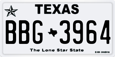 TX license plate BBG3964