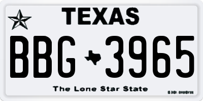 TX license plate BBG3965