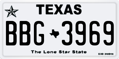 TX license plate BBG3969