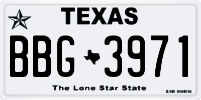 TX license plate BBG3971