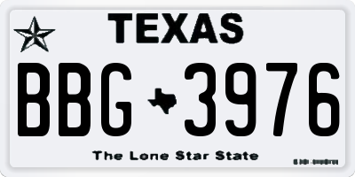 TX license plate BBG3976