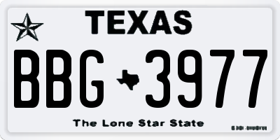 TX license plate BBG3977