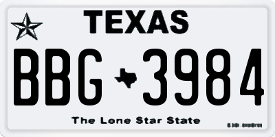 TX license plate BBG3984