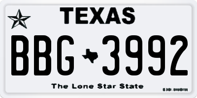 TX license plate BBG3992