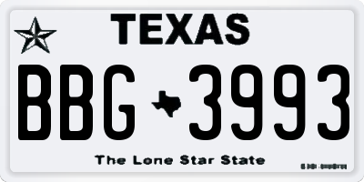 TX license plate BBG3993