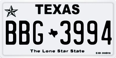 TX license plate BBG3994