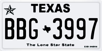 TX license plate BBG3997