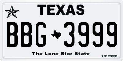 TX license plate BBG3999