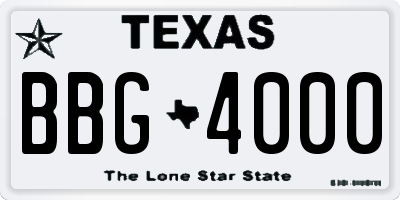 TX license plate BBG4000