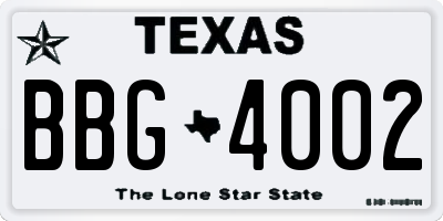 TX license plate BBG4002