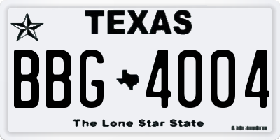 TX license plate BBG4004