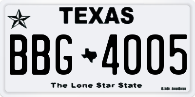 TX license plate BBG4005