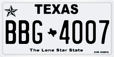 TX license plate BBG4007