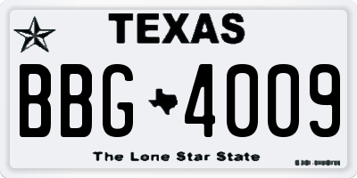 TX license plate BBG4009