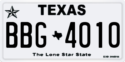 TX license plate BBG4010