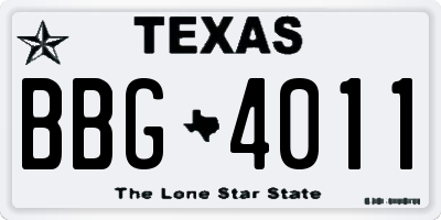 TX license plate BBG4011