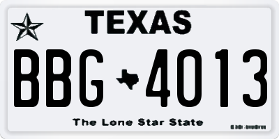 TX license plate BBG4013