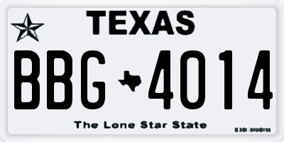 TX license plate BBG4014