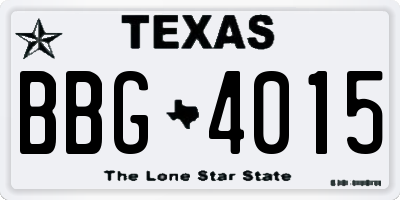 TX license plate BBG4015