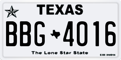 TX license plate BBG4016