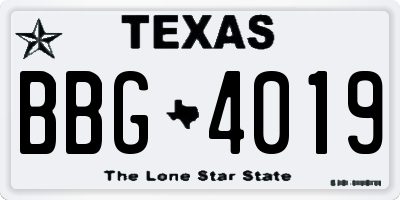 TX license plate BBG4019