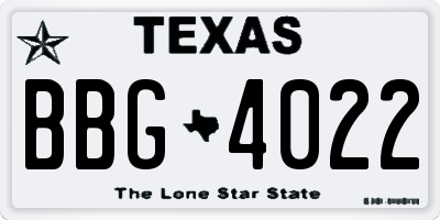 TX license plate BBG4022