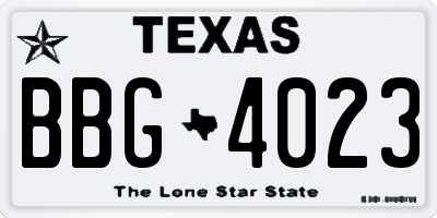 TX license plate BBG4023