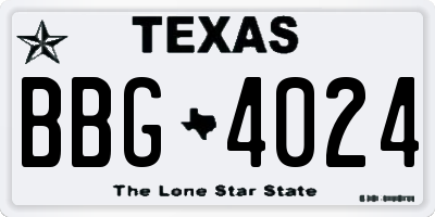 TX license plate BBG4024