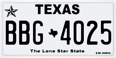 TX license plate BBG4025