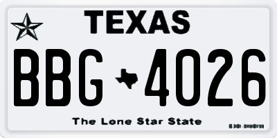 TX license plate BBG4026