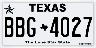 TX license plate BBG4027