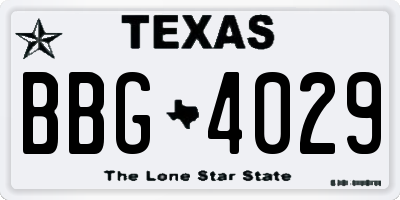 TX license plate BBG4029