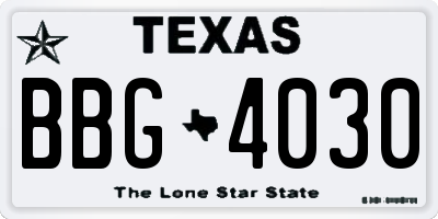 TX license plate BBG4030