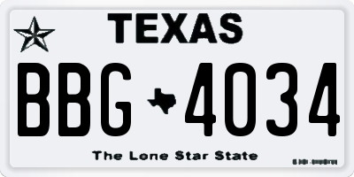 TX license plate BBG4034