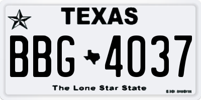 TX license plate BBG4037