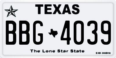 TX license plate BBG4039