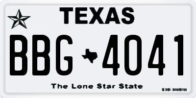 TX license plate BBG4041