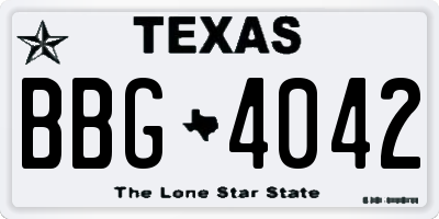 TX license plate BBG4042