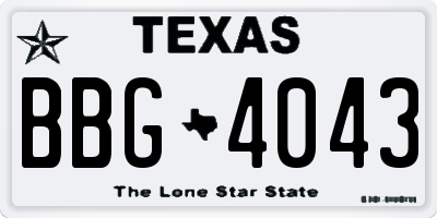 TX license plate BBG4043