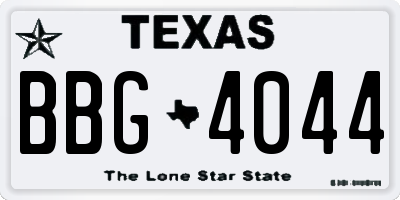 TX license plate BBG4044